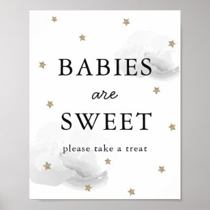 Sterren en grijze wolken Baby shower Sweet Treat S Poster