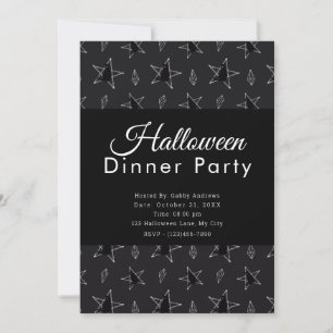 Sterren en Juwelen Zwart Halloween Diner Party Kaart
