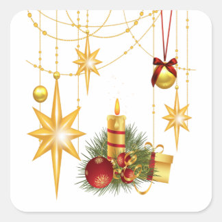 Sterren en kaarsen vierkante sticker