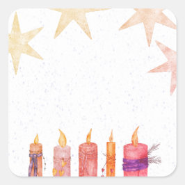 Sterren en kaarsen vierkante sticker