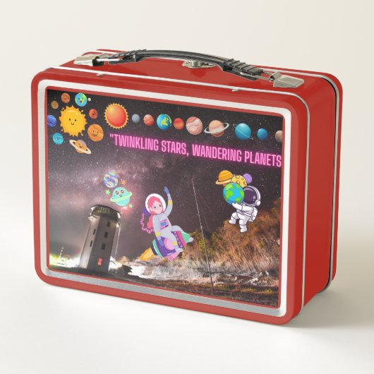 Sterren en planeten in vreugdevolle baan lunchbox (Achterkant)