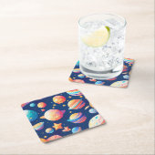 Sterren en planeten patroon vierkante kartonnen onderzetter (Insitu)