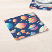 Sterren en planeten patroon vierkante kartonnen onderzetter (Schuin)