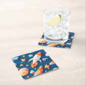 Sterren en planeten patroon vierkante kartonnen onderzetter (Insitu)