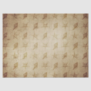 sterren en schalen op bruine ontkoppeling tissuepapier