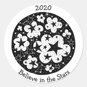 Sterren en sterrenbeelden Popcorn Blossoms Clouds Ronde Sticker
