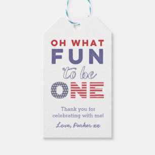 Sterren en strepen 1e verjaardagsfeestje Favor Lab Cadeaulabel