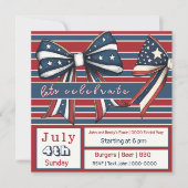 Sterren en strepen met Schattigee patriottische bo Feestdagenkaart (Voorkant)