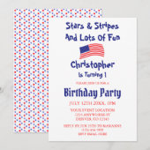 Sterren en stripes 1e verjaardag kaart (Voorkant / Achterkant)