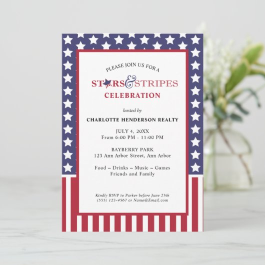 Sterren en Stripes Client Appreciation Party Kaart (Staand voorkant)