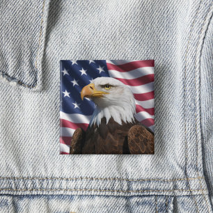Sterren en Stripes Eagle Vierkante Button 5,1 Cm