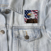 Sterren en Stripes Eagle Vierkante Button 5,1 Cm (In situ)