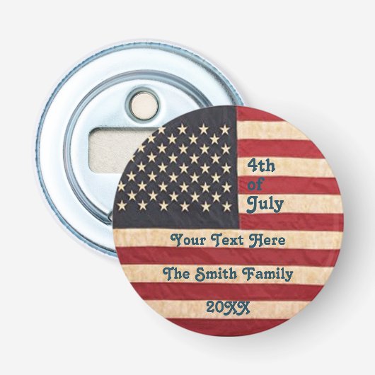  sterren en stripes met Amerikaanse vlag Button Flesopener (Voorkant)