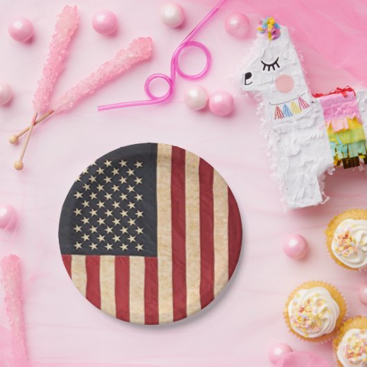 sterren en stripes met Amerikaanse vlag Papieren Bordje (Feest)