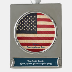 sterren en stripes met Amerikaanse vlag Verzilverd Banner Ornament