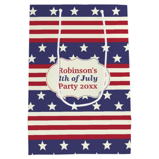 Sterren en Stripes Patriottische Amerikaanse vlag Medium Cadeauzakje (Achterkant)