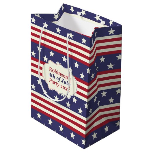 Sterren en Stripes Patriottische Amerikaanse vlag Medium Cadeauzakje (Achterkant Gekanteld)