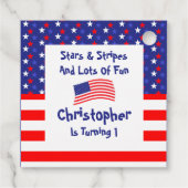 sterren en strips 1e verjaardag bedankjes labels (Achterkant)