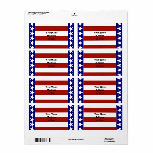 Sterren en strips van rood, wit en blauw etiket (Full Sheet)