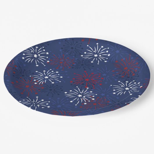 Sterren en vuurwerk: Onafhankelijkheidsdag Papieren Bordje (Gekanteld)