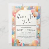 Sterren Glam Bright Pastel Ombre Glitter Bruiloft Save The Date (Voorkant)