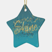 Sterren Gouden Blauwe Glans Keramisch Ornament (Links)