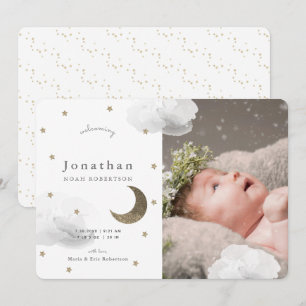 Sterren & Grijze Wolken Foto Baby Aankondiging