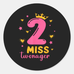 Sterren harten 2 jaar oud miss twonager blij ronde sticker