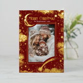 Sterren Hemelse Magische Vrolijke Kerstfoto Folie Feestdagenkaart (Staand Voorkant)