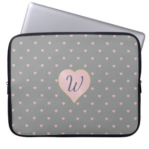 Sterren in hart op grijze laptophoes laptop sleeve