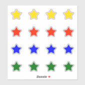 sterren in vier kleuren sticker (Vel)