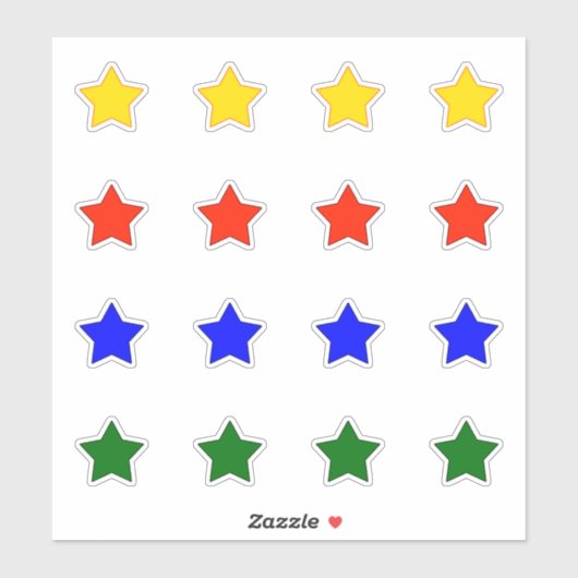 sterren in vier kleuren sticker (Vel)