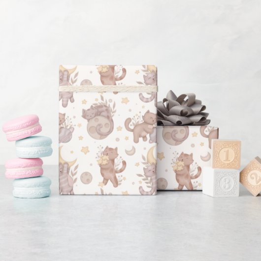 Sterren Kittens Cadeaupapier (Baby Shower)