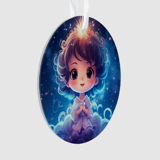 Sterren Kleine Prinses Nighttime Meisje Personalis Ornament (voorkant)