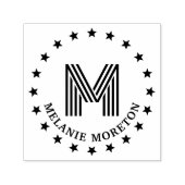 Sterren Lijst en Stripes Initiaal Naam Monogram Zelfinktende Stempel (Design)
