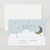 Sterren & Maan Baby Blauwe Jongen Doop RSVP (Voorkant / Achterkant)