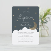 Sterren & Maan Marine Blauwe Jongen Doop Kaart (Staand voorkant)