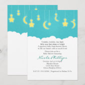 Sterren Maan & Wolken Baby Douche Uitnodigingen (Voorkant / Achterkant)