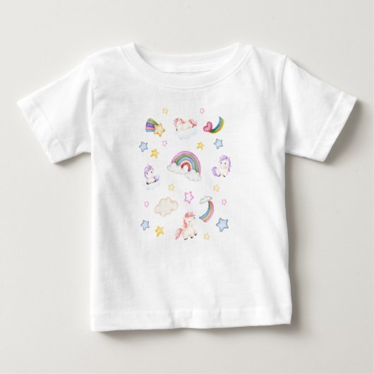 Sterren, manen, regenboog, pop, wolk Print Baby Ts (Voorkant)
