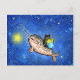 Sterren met een vriendschappelijk Narwhal Briefkaart