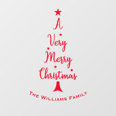Sterren met kerstboomscript, familie rood raamsticker (Vel)