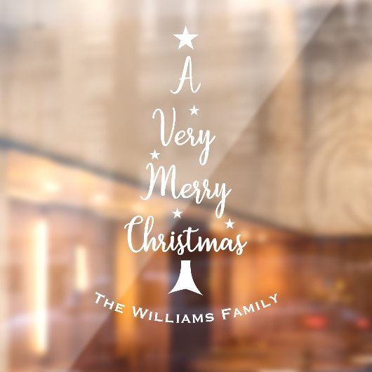 Sterren met kerstboomscript, wit raamsticker (Vel 2)