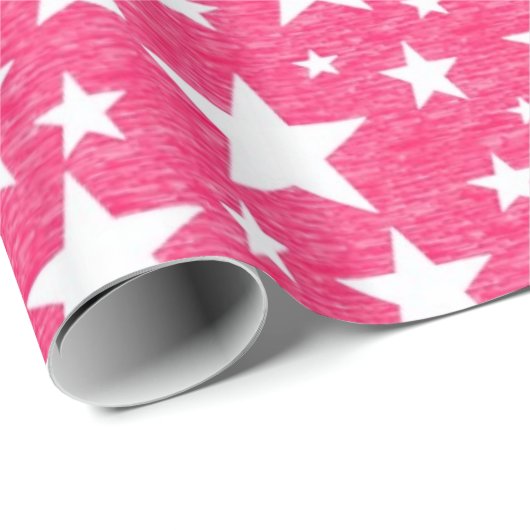 Sterren met warmroze achtergrondpapier cadeaupapier (Rol Hoek)