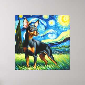 Sterren miniatuur Pinscher hondenportret Canvas Afdruk