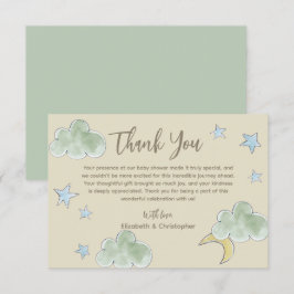 Sterren Moons Neutral Boy Baby shower Bedankkaart