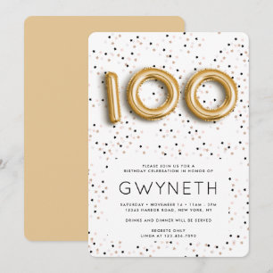 Sterren n Gold Foil ballon Type 100th Birthday Kaart