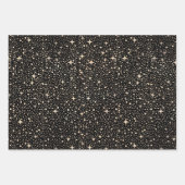 Sterren Night Sky Celestial zwart en goud patroon Inpakpapier Vel (Voorkant)