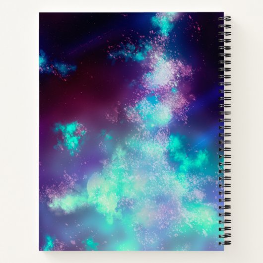 Sterren Night Sky Midnight Paarse Groene Melkweg Notitieboek (Achterkant)