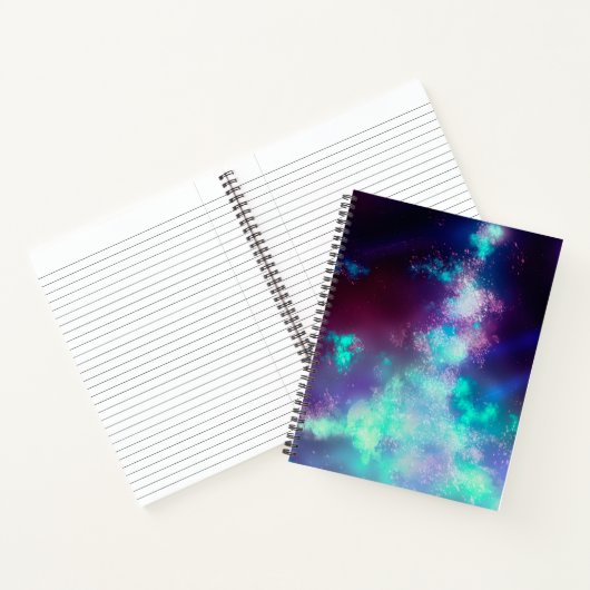 Sterren Night Sky Midnight Paarse Groene Melkweg Notitieboek (Binnen)