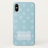 Sterren op blauw monogram of Aangepast Case-Mate iPhone Case (Achterkant)